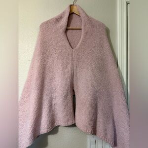 Tommy Bahama Pink Poncho Sweater with Fuzzy Texture